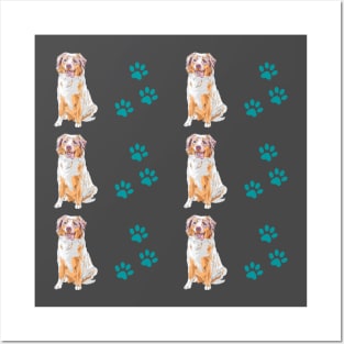 Australian shepherd dog cute pattern Posters and Art